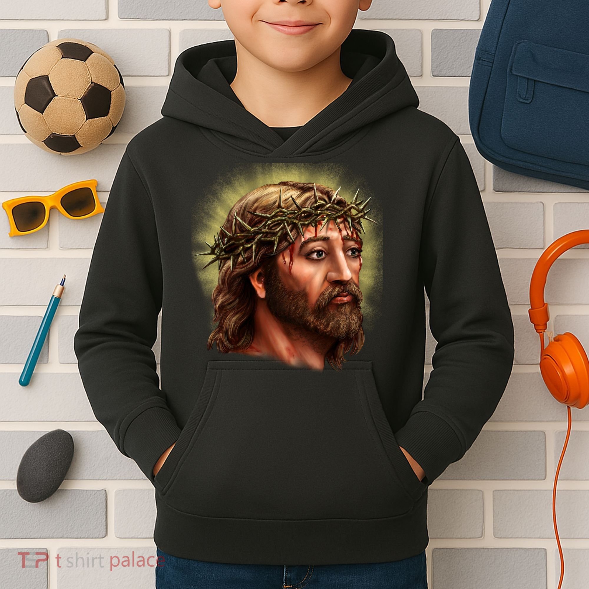 Jesus Abstract Portrait Kids Hoodie