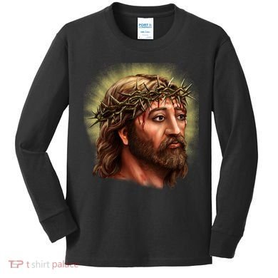 Jesus Abstract Portrait Kids Long Sleeve Shirt