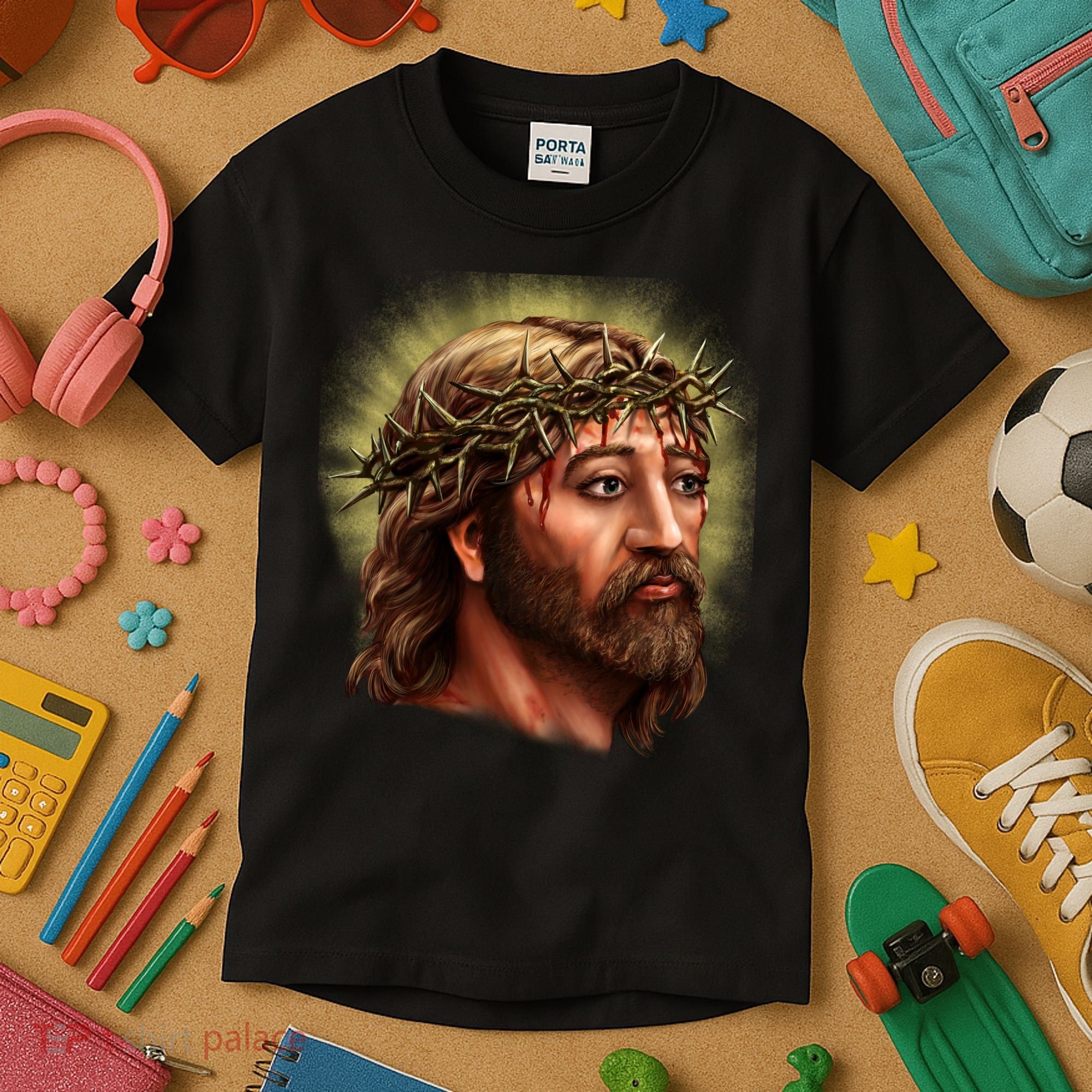 Jesus Abstract Portrait Kids T-Shirt