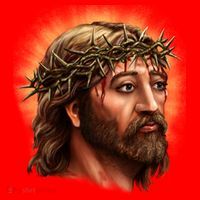 Jesus Abstract Portrait Santa Hat thumb 1