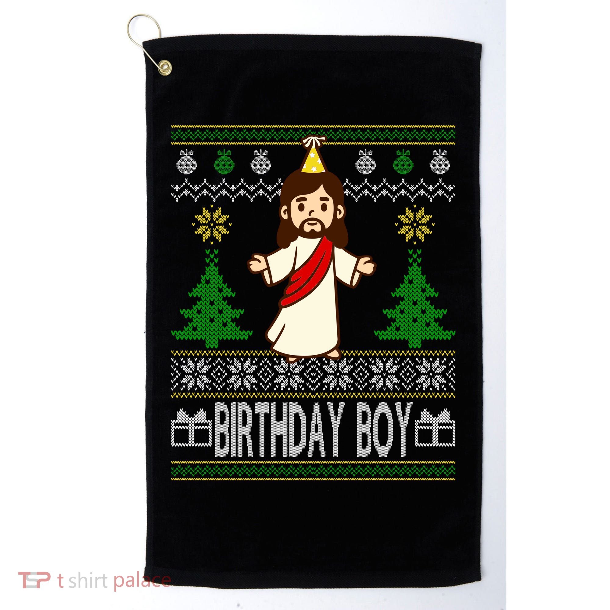 Jesus Birthday Boy Ugly Christmas Golf Towel