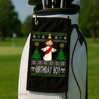 Jesus Birthday Boy Ugly Christmas Golf Towel thumb 2
