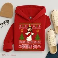 Jesus Birthday Boy Ugly Christmas Hoodie thumb 4