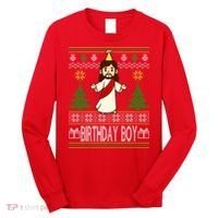 Jesus Birthday Boy Ugly Christmas Long Sleeve Shirt thumb 0