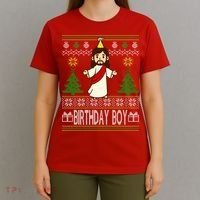 Jesus Birthday Boy Ugly Christmas T-Shirt thumb 4
