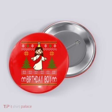 Jesus Birthday Boy Ugly Christmas Button