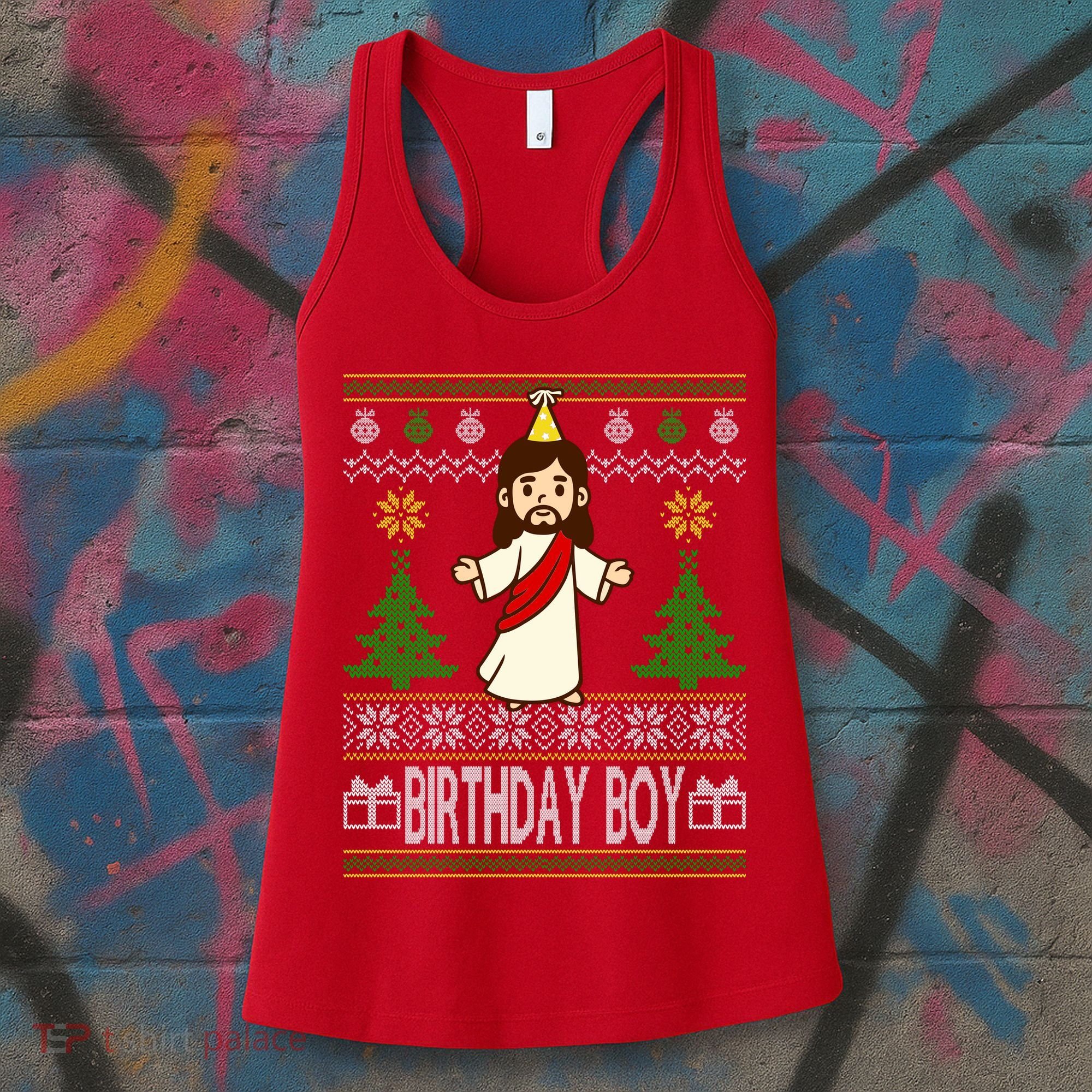 Jesus Birthday Boy Ugly Christmas Women's Tank Top