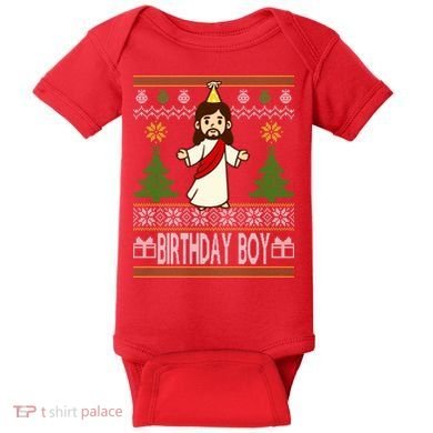 Jesus Birthday Boy Ugly Christmas Baby Bodysuit
