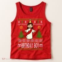 Jesus Birthday Boy Ugly Christmas Tank Top thumb 2