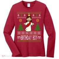 Jesus Birthday Boy Ugly Christmas Women's Long Sleeve Shirt thumb 0