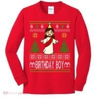 Jesus Birthday Boy Ugly Christmas Kids Long Sleeve Shirt thumb 0