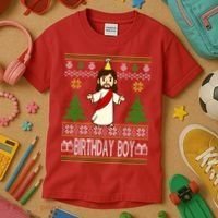 Jesus Birthday Boy Ugly Christmas Kids T-Shirt thumb 3