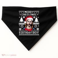 Jesus Birthday Ugly Christmas Sweater USA-Made Doggie Bandana thumb 0