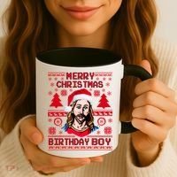 Jesus Birthday Ugly Christmas Sweater Coffee Mug thumb 3