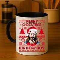 Jesus Birthday Ugly Christmas Sweater Coffee Mug thumb 4