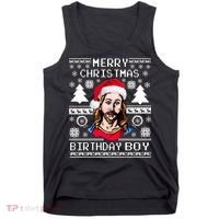 Jesus Birthday Ugly Christmas Sweater Tank Top thumb 0