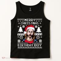 Jesus Birthday Ugly Christmas Sweater Tank Top thumb 2