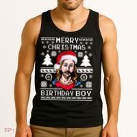 Jesus Birthday Ugly Christmas Sweater Tank Top thumb 3