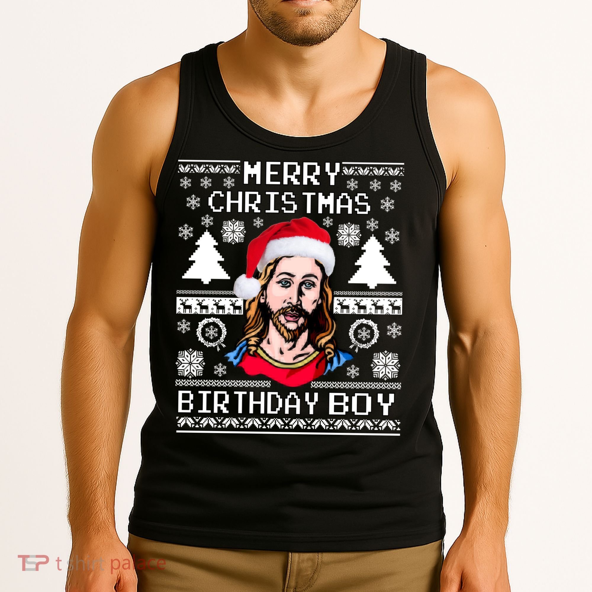 Jesus Birthday Ugly Christmas Sweater Tank Top