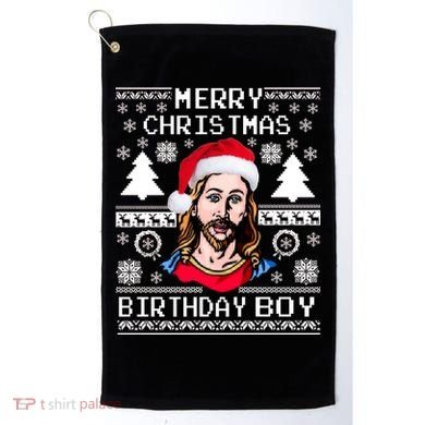 Jesus Birthday Ugly Christmas Sweater Golf Towel