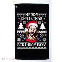 Jesus Birthday Ugly Christmas Sweater Golf Towel thumb 0