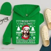 Jesus Birthday Ugly Christmas Sweater Hoodie thumb 4