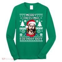 Jesus Birthday Ugly Christmas Sweater Long Sleeve Shirt thumb 0