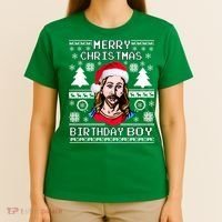 Jesus Birthday Ugly Christmas Sweater T-Shirt thumb 4