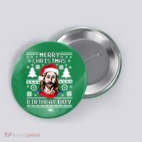 Jesus Birthday Ugly Christmas Sweater Button thumb 0