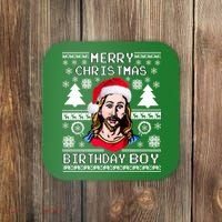 Jesus Birthday Ugly Christmas Sweater Coaster thumb 0