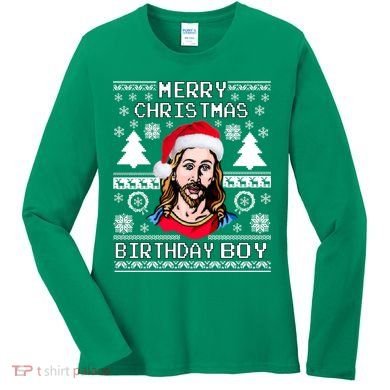 Jesus Birthday Ugly Christmas Sweater Women's Long Sleeve Shirt