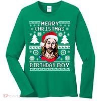 Jesus Birthday Ugly Christmas Sweater Women's Long Sleeve Shirt thumb 0