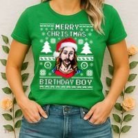 Jesus Birthday Ugly Christmas Sweater Women's T-Shirt thumb 2