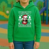 Jesus Birthday Ugly Christmas Sweater Kids Hoodie thumb 3
