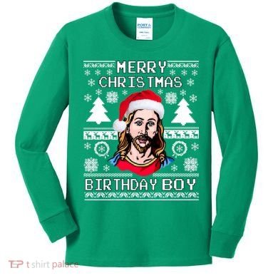 Jesus Birthday Ugly Christmas Sweater Kids Long Sleeve Shirt