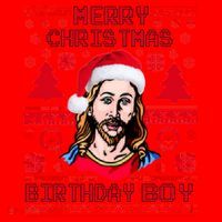 Jesus Birthday Ugly Christmas Sweater Santa Hat thumb 1