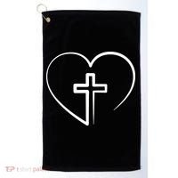Jesus Christ Cross Heart Golf Towel thumb 0