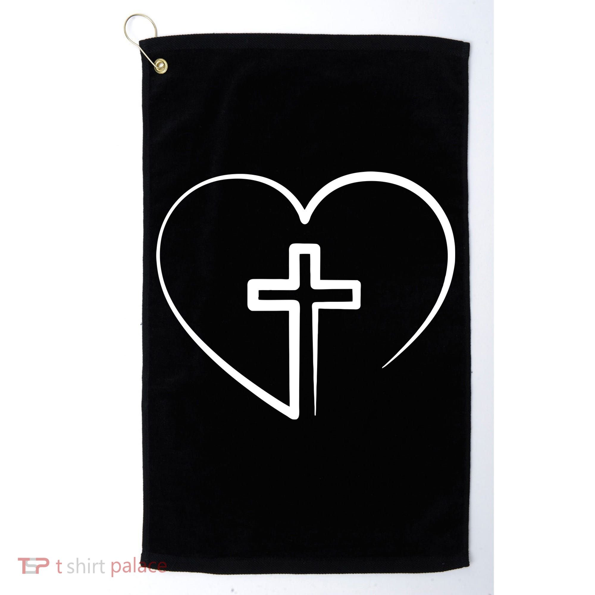 Jesus Christ Cross Heart Golf Towel