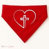 Jesus Christ Cross Heart USA-Made Doggie Bandana thumb 0