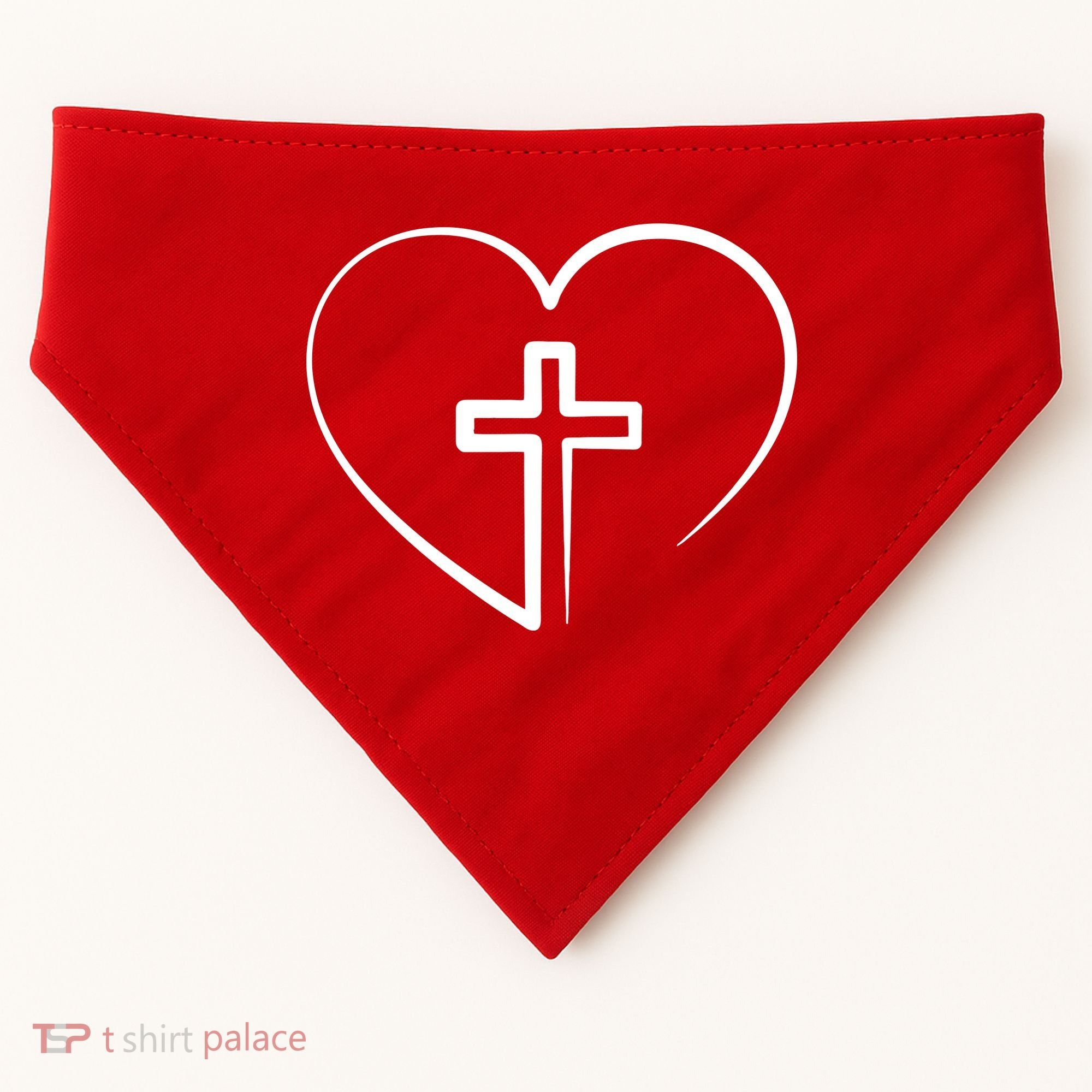Jesus Christ Cross Heart USA-Made Doggie Bandana