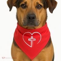 Jesus Christ Cross Heart USA-Made Doggie Bandana thumb 1