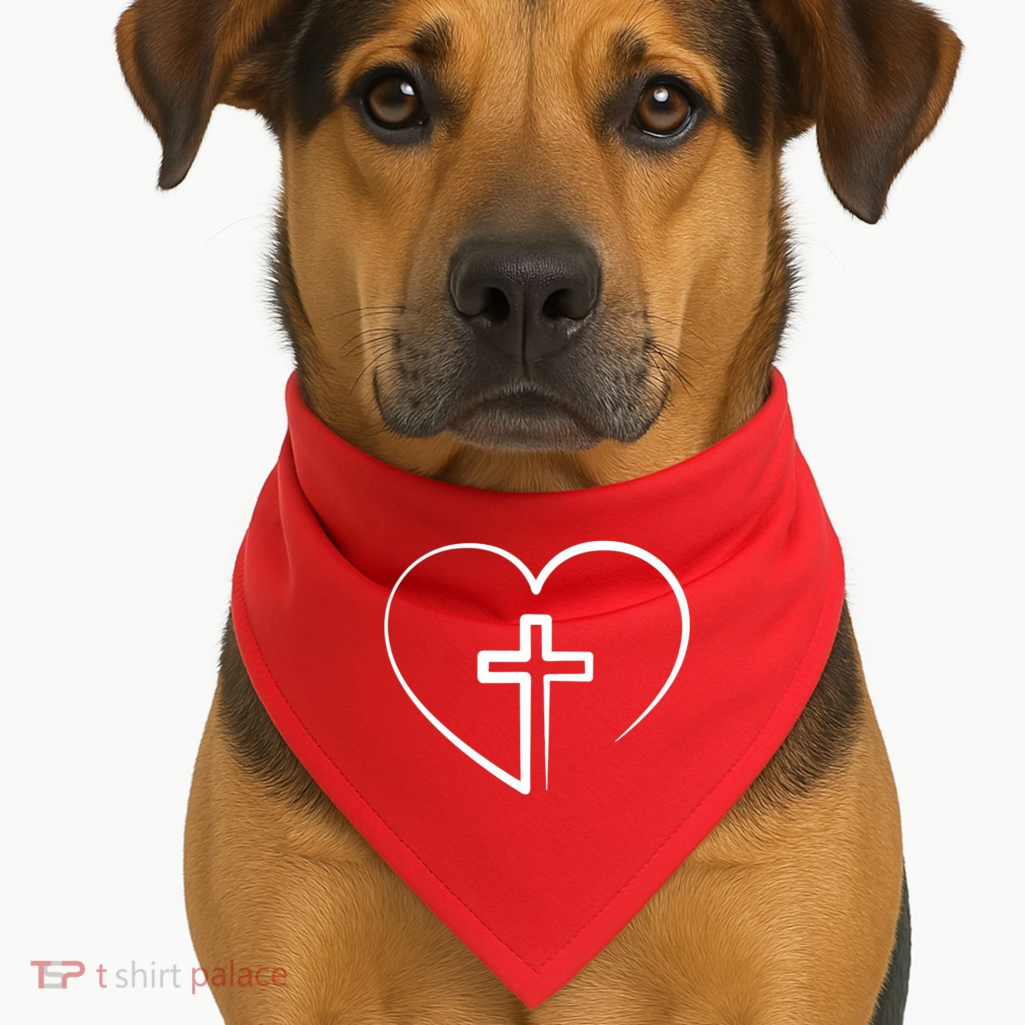 Jesus Christ Cross Heart USA-Made Doggie Bandana