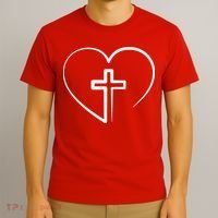 Jesus Christ Cross Heart T-Shirt thumb 3