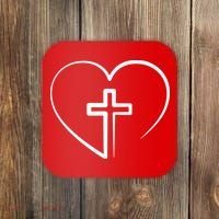 Jesus Christ Cross Heart Coaster thumb 0