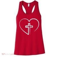 Jesus Christ Cross Heart Women's Tank Top thumb 0