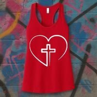 Jesus Christ Cross Heart Women's Tank Top thumb 3