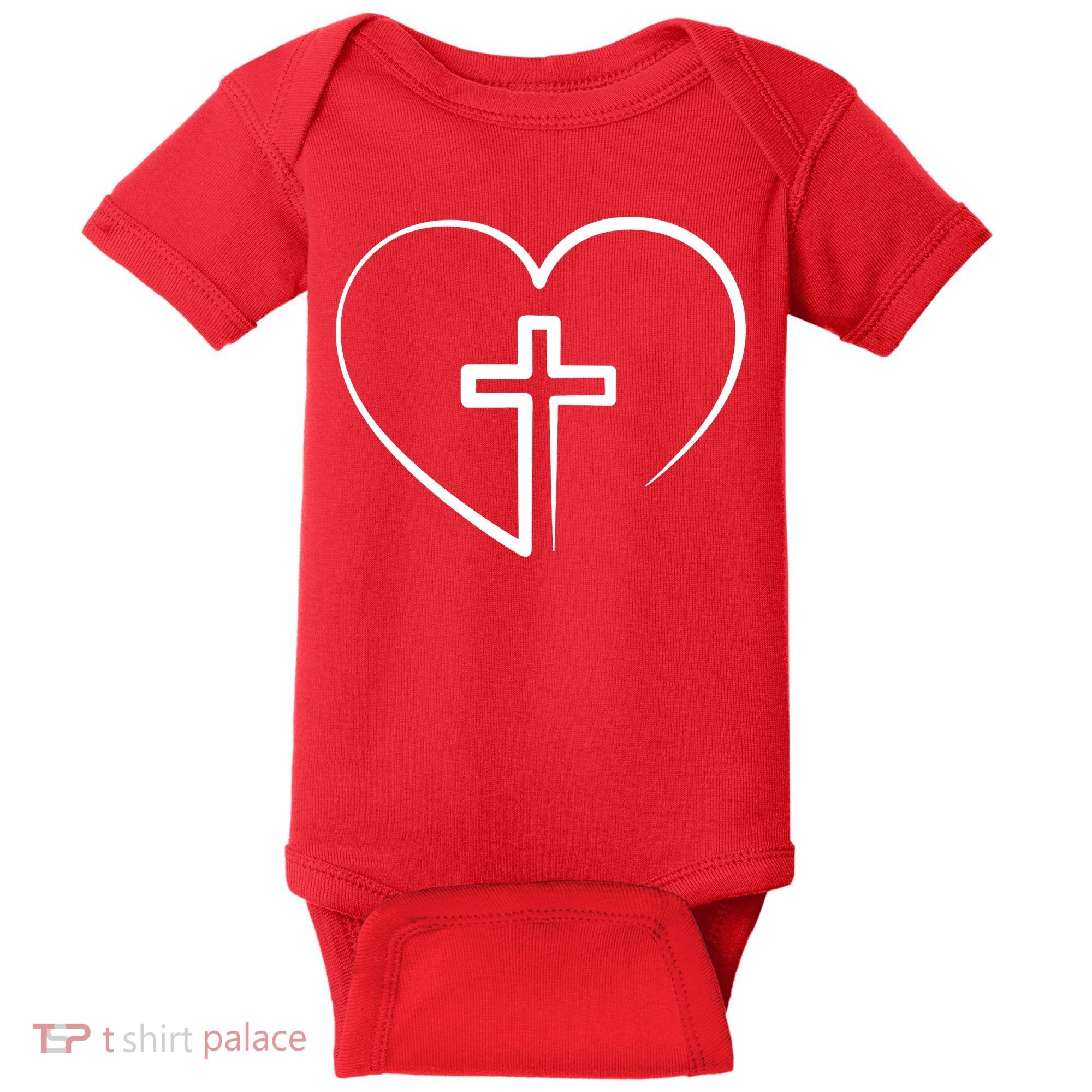 Jesus Christ Cross Heart Baby Bodysuit
