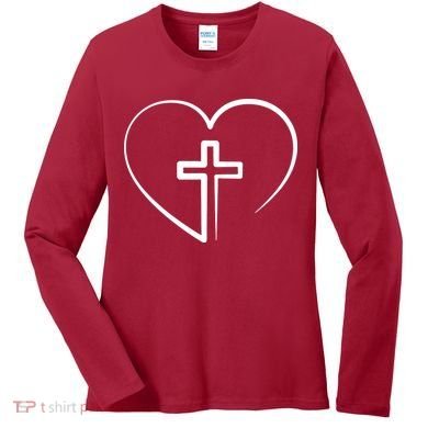 Jesus Christ Cross Heart Women's Long Sleeve Shirt