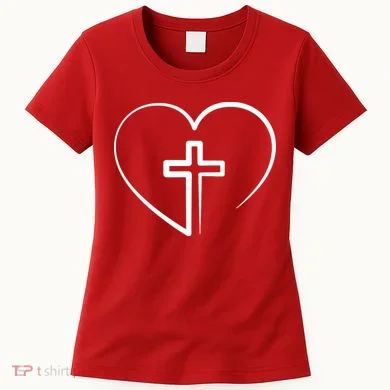 Jesus Christ Cross Heart Women's T-Shirt