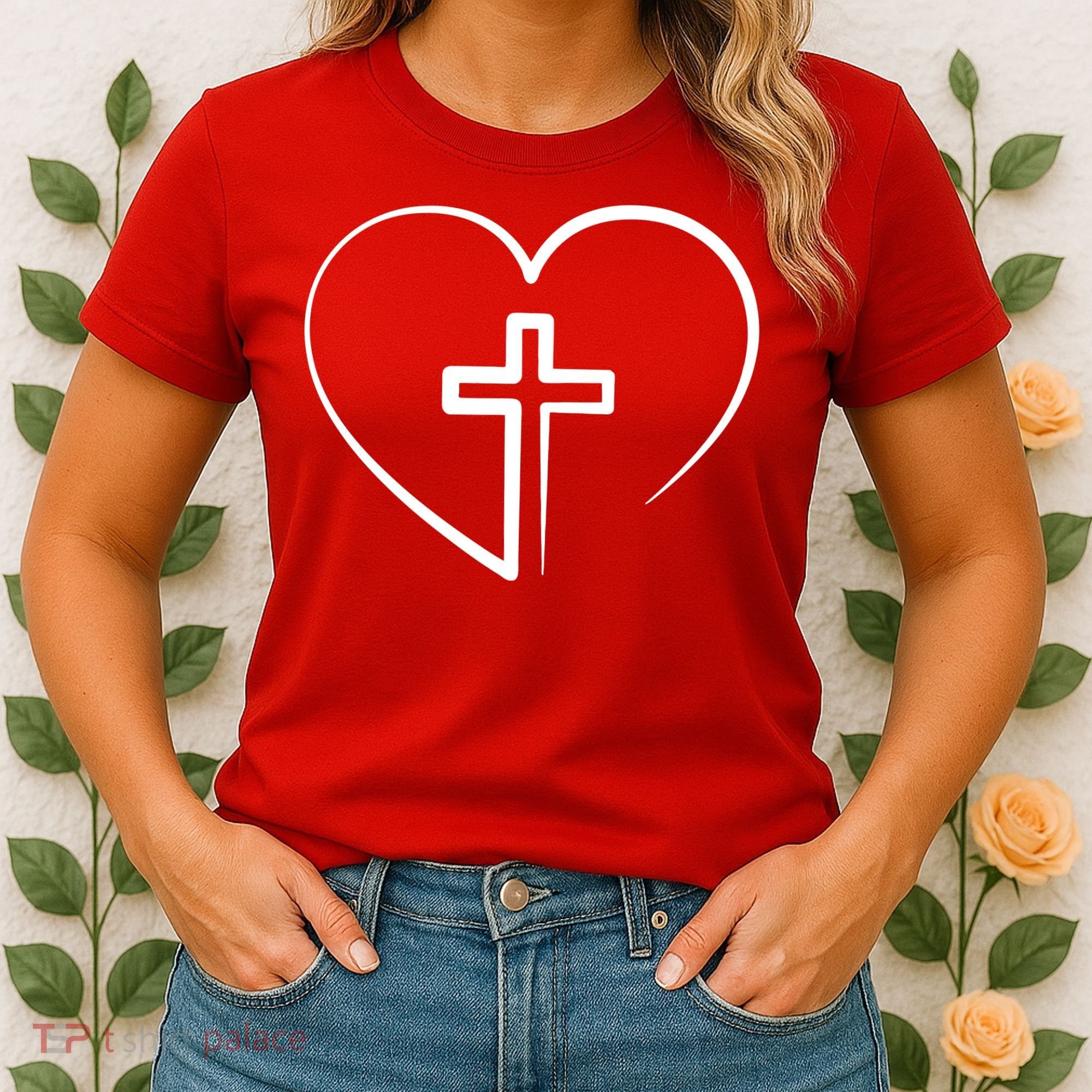 Jesus Christ Cross Heart Women's T-Shirt